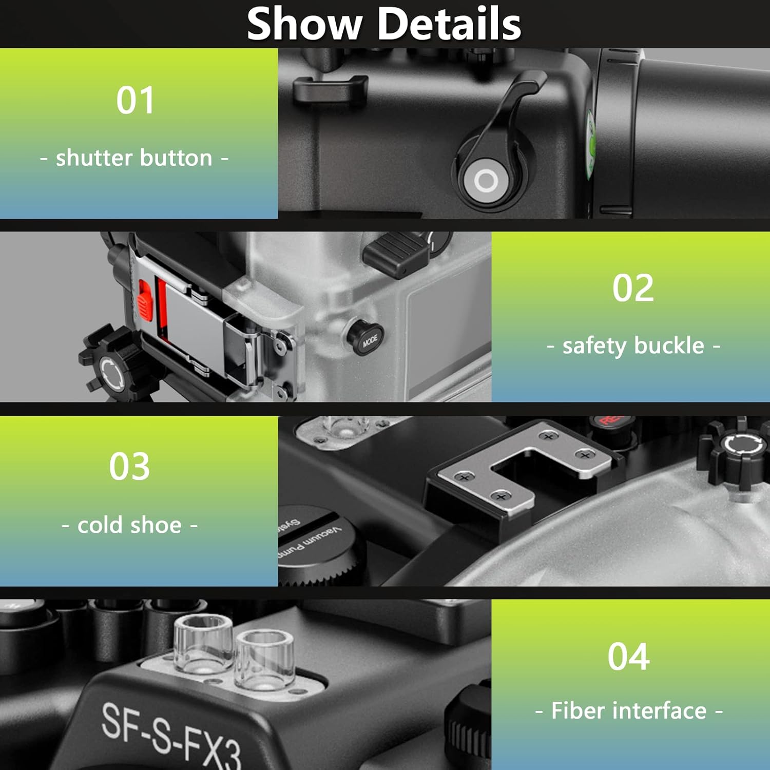 Sea frogs Waterproof Camera Housing Compatible with Sony FX-3 16-50MM IPX8 40m/130ft Maximum Diving Depth Underwater Camera Case for Diving, Surfing, Rowing, Skiing