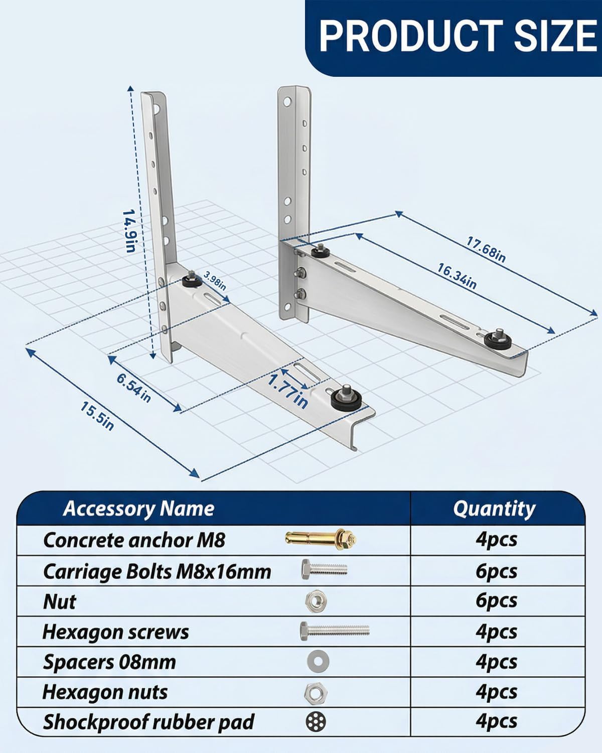 Mini Split Wall Mounting Bracket with Leveler, Heavy Duty Mini Split Brackets for Outside 9000 to 18000 BTU, Max 330 Lb Capacity Fits Wood Walls Brick Walls