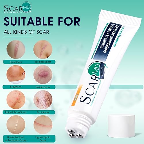 Miniatura 3 de ScarMD - Gel de silicona para cicatrices roll-on 100% pura, crema cicatricial avanzada para cicatrices quirúrgicas, queloides y estrías, tratamiento