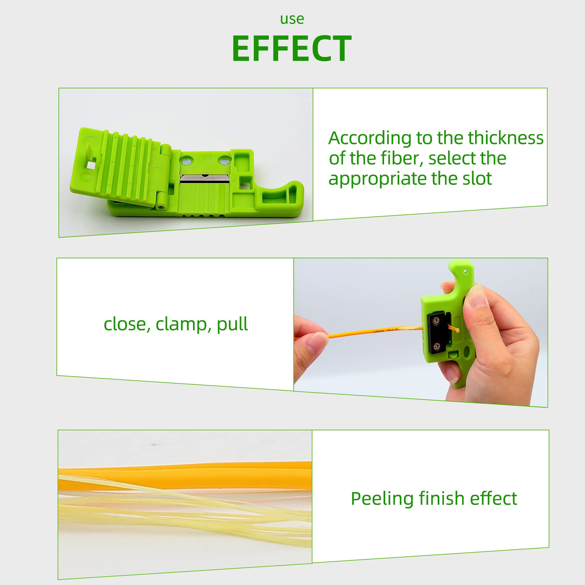 Fiber Optical Cable Stripping Tool Loose Tube Buffer Mid-Span Access Tool 1.9mm~3.3mm Fiber Optic Stripper green 1pcs