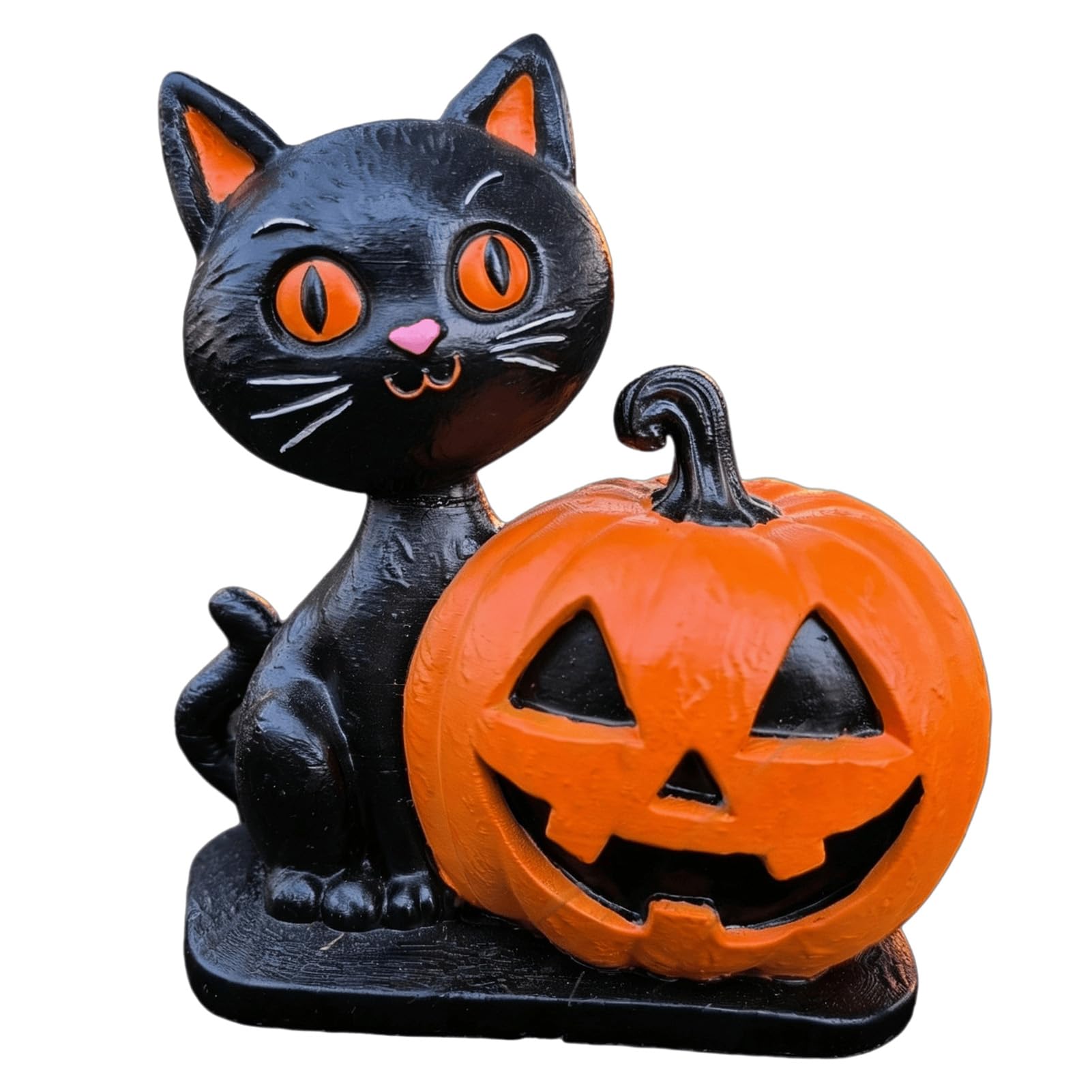 pidodou Black Cat Pumpkin Resin Statue for Indoor Outdoor Halloween Decor