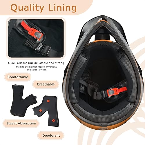 Miniatura 5 de SPARK - Cascos para bicicleta de montaña para niños, cascos de motocicleta para jóvenes, ATV, motocross, de cara completa, para hombres y mujeres,