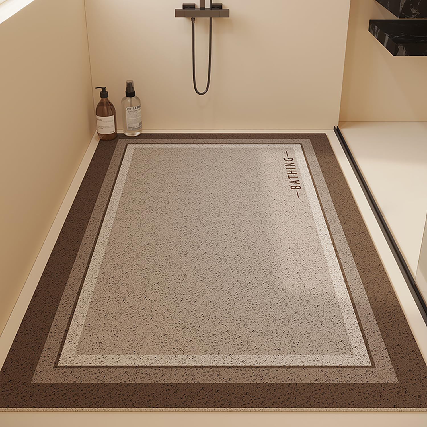 Alfombra Ducha Antideslizante 80x80cm,Alfombra Bañera Antideslizante de Luffa,Alfombrilla Bañera con Orificios de Drenaje,Alfombrilla Ducha Sin Ventosas,Estilo del Estampado Geométrico B