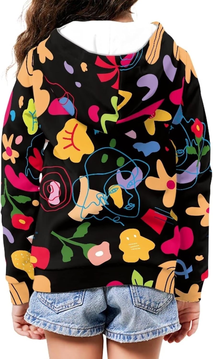 AmzPrint Zip Up Hoodies For Girls Casual Long Sleeve Pullover Zipper Hoodie To Big Kid Fall Outdoor Jackets 6-16y