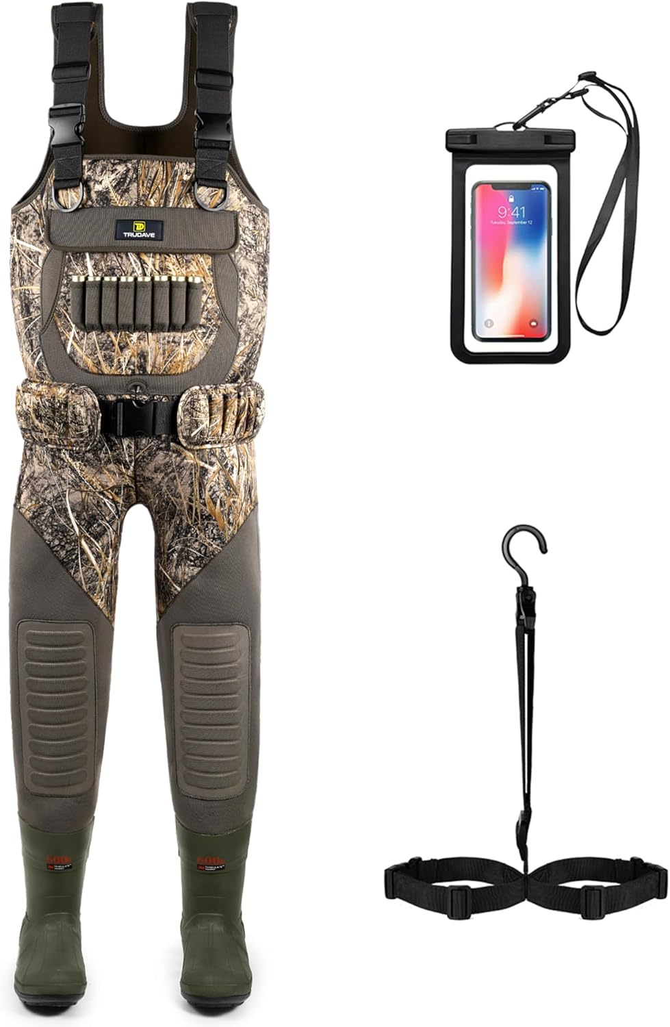 Trudave Women Hunting Waders,Waterproof Neoprene Fishing Wader with 600G Insulated Non-Slip Boot Camo