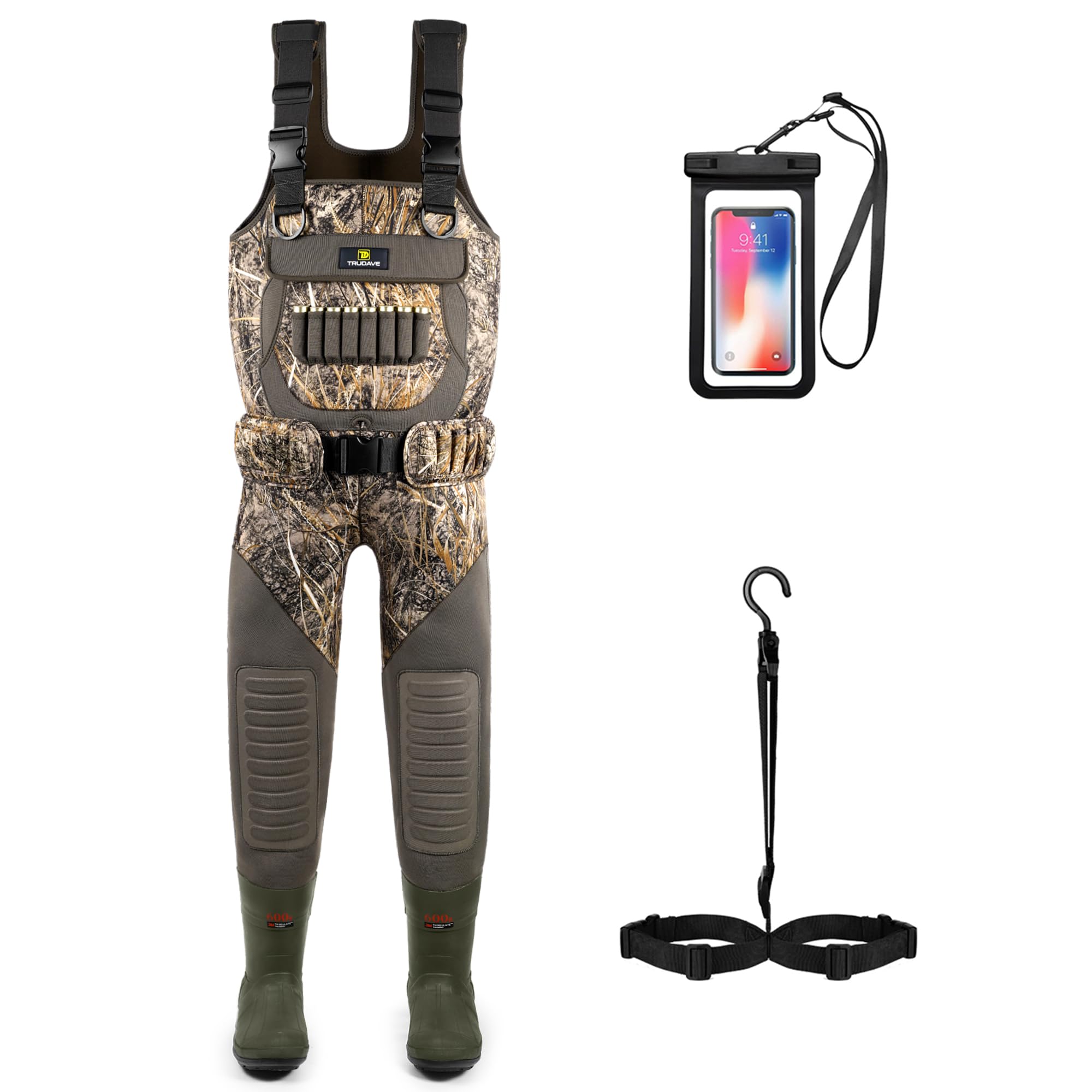 Trudave Women Hunting Waders,Waterproof Neoprene Fishing Wader with 600G Insulated Non-Slip Boot Camo