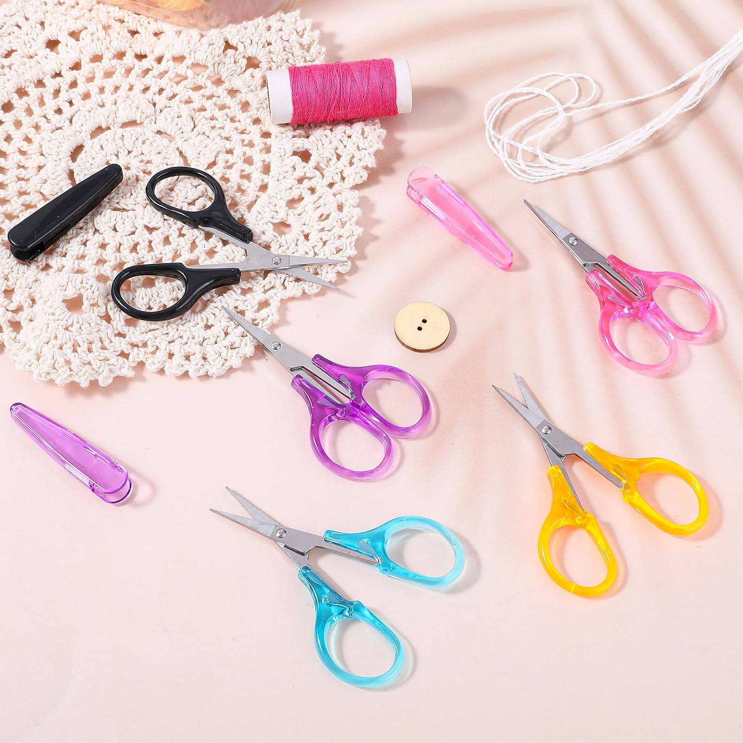 Small Scissors All Purpose 3.5" Mini Detail Craft Scissors Set Stainless Steel Scissors with Protective Cover Tiny Scissors for Facial Hair Trimming Sewing Crafting DIY Projects (25 Pcs)