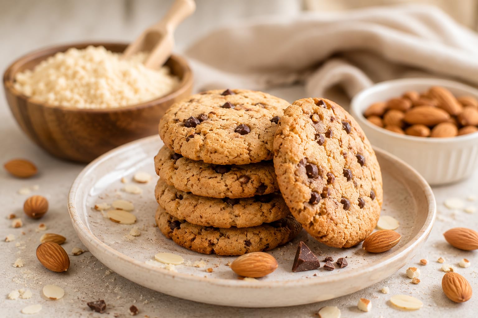 bioKontor – BIO Mandelmehl teilentölt 1000g – Mandelmehl zum Backen low carb – hoher Proteingehalt – deutsche Handabfüllung – proteinreiche Alternative zu Weizenmehl – entöltes Mehl aus Mandeln