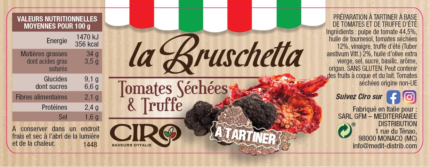 Ciro BRUSCHETTA TOMATES SECHEES ET TRUFFE 180 G