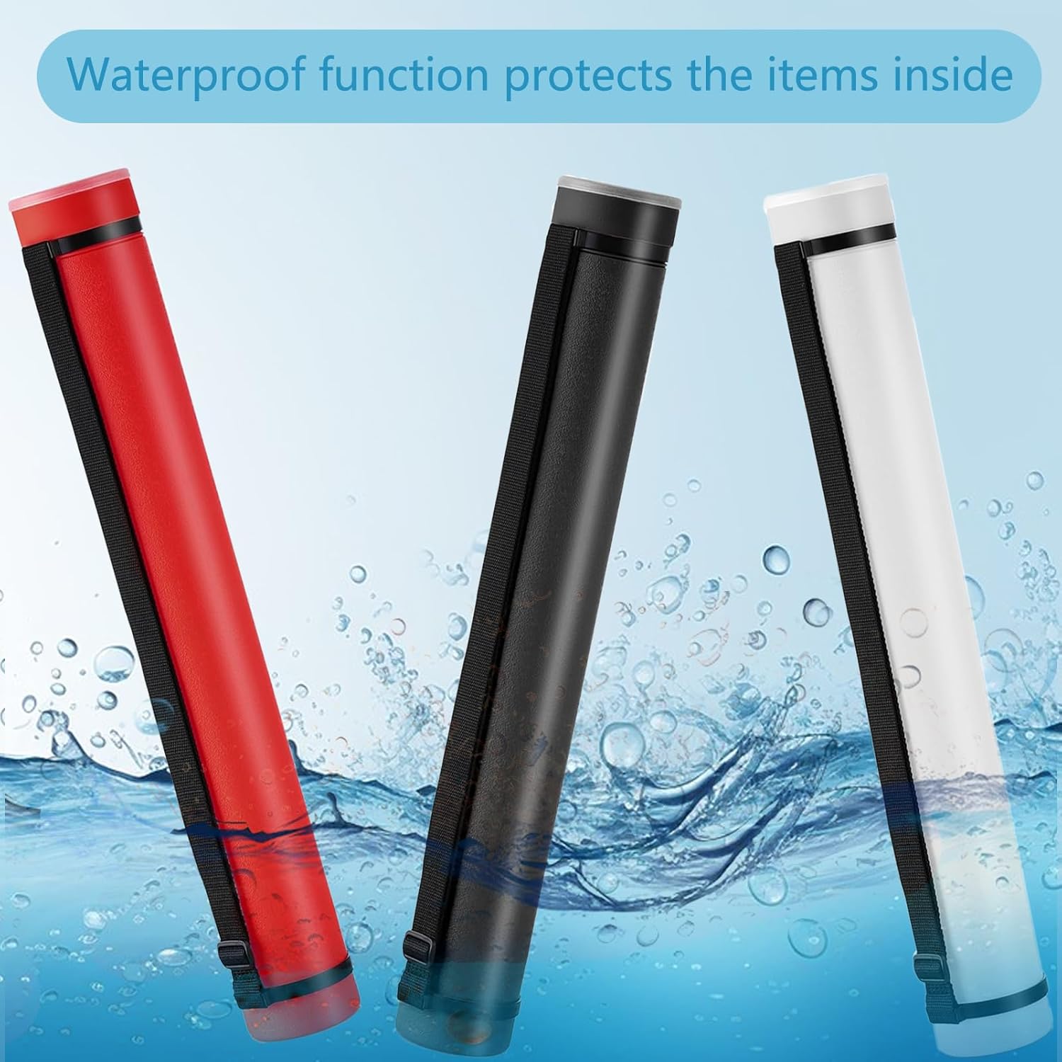 8 Pcs Expandable Poster Tube with Shoulder Strap, Plastic Document Storage Holder Expand from 24 to 40 Inches, Portable Document Tube for Artworks, Blueprints, Drafting and Scrolls (4 Colors)
