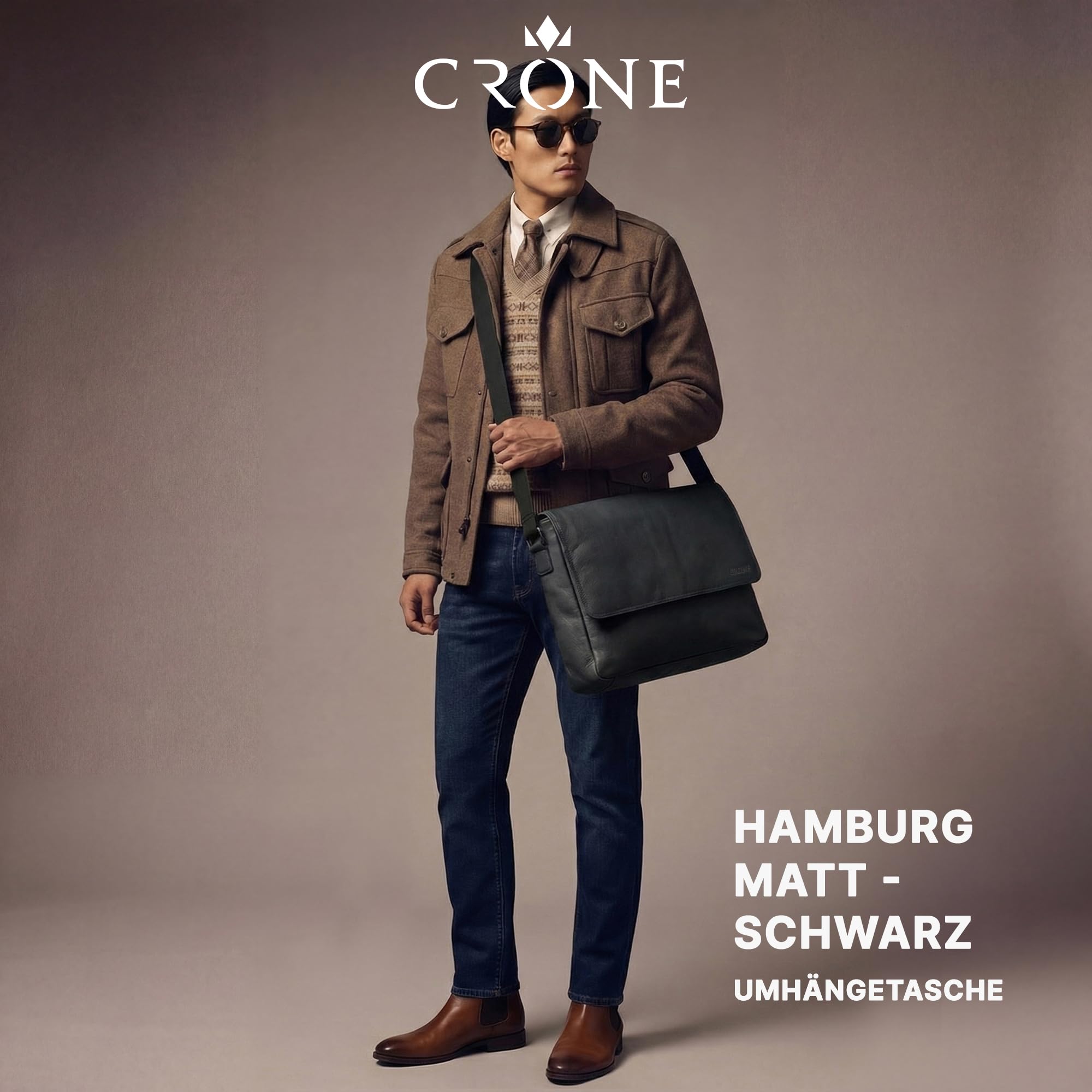 Crone Hamburg Herren Aktentasche Leder Laptoptasche Echtleder | Echtleder, Aktentasche, Laptopfach, Umhängetasche, Business