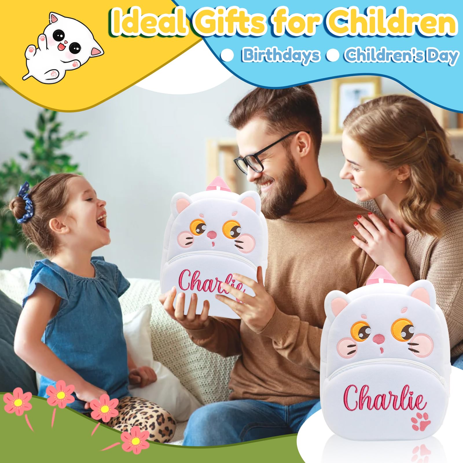 Brodé Sac a dos Personnalisé Enfant avec Nom Brodé,Sac à dos Bebe Crèche Personnalisable, Cadeau de fournitures pour la Rentrée Scolaire,15 Styles de Sacs d'école avec Animaux#1