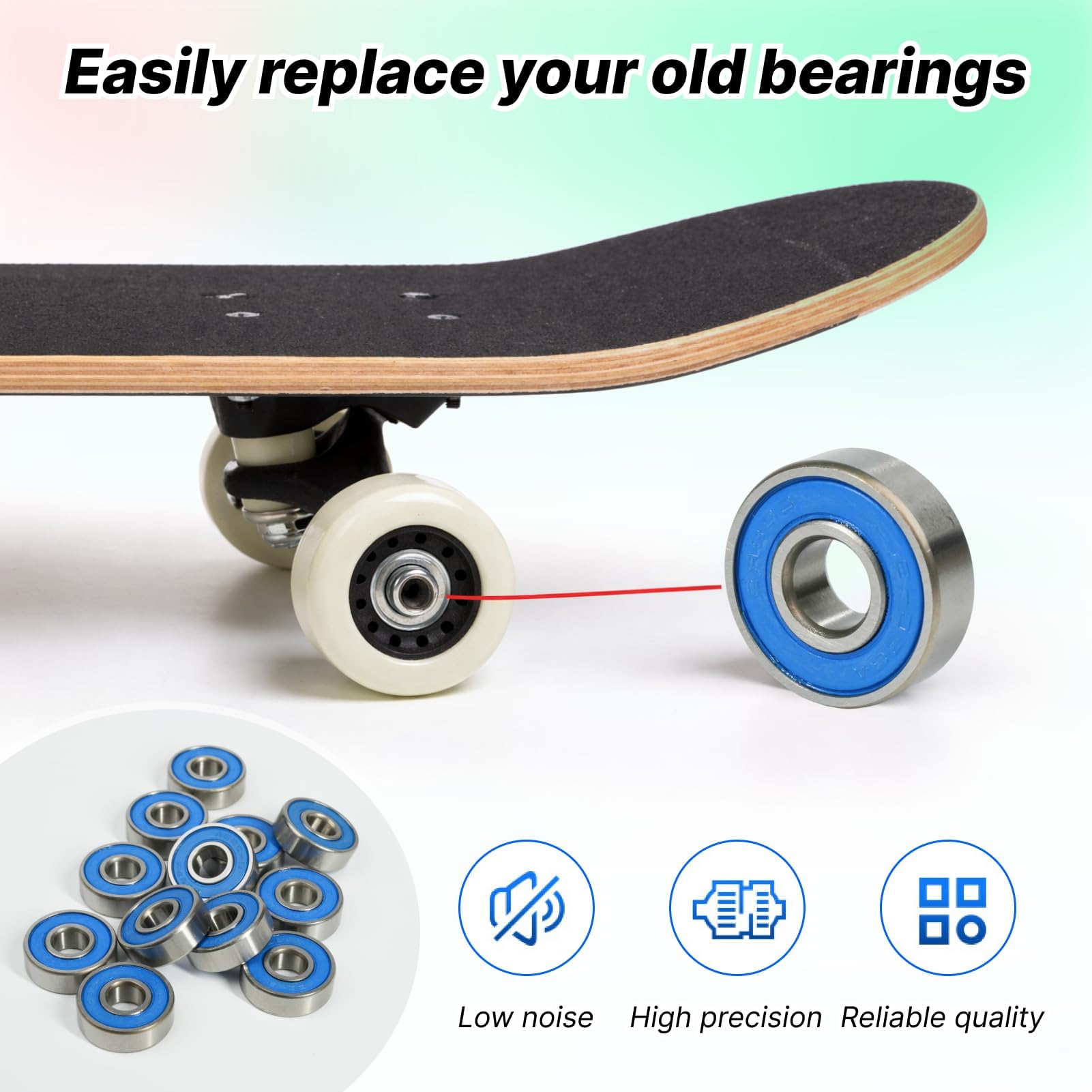 Rodamientos ABEC 9 8x22x7 mm Acero Inoxidable para Skateboards