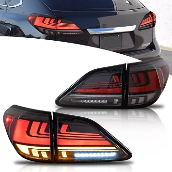 VLAND Rear Tail Lights Compatible with 3rd Gen 2010-2015 Lexus RX270, RX330, RX350 F Sport, RX400h, RX450h, RX450hl, w/Animated Startup Running Lights & Sequential Turn Signals Clear lens