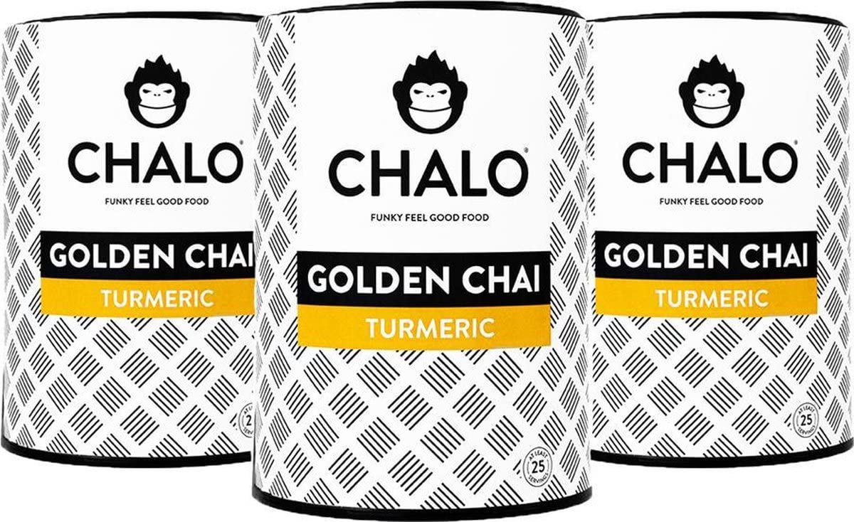 CHALO | Vegan Chai Latte Premix | Turmeric | The authentic Golden Milk! | Up to 75 cups |3 x 300GR