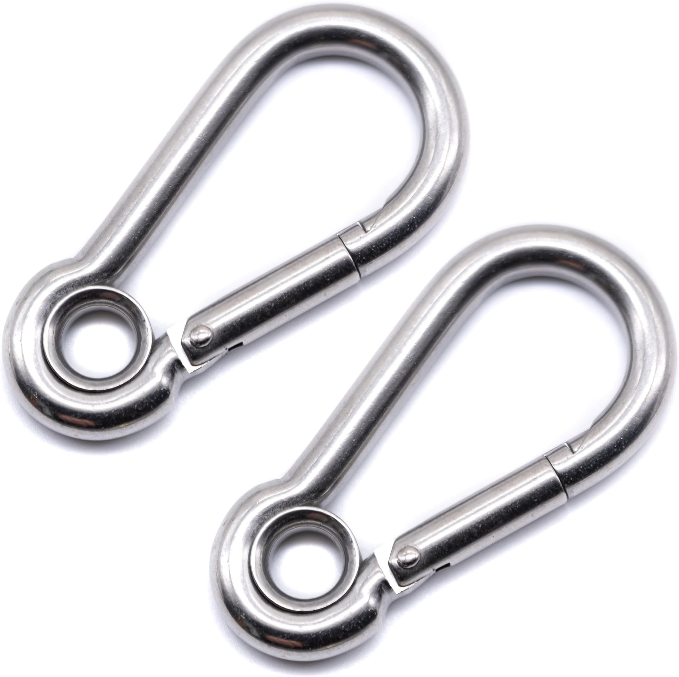 Pack of 2 - Carabiner snap hook with eyelet 316 A4 stainless steel 50mm, 60mm, 70mm, 80mm, 100, 120mm, 140mm