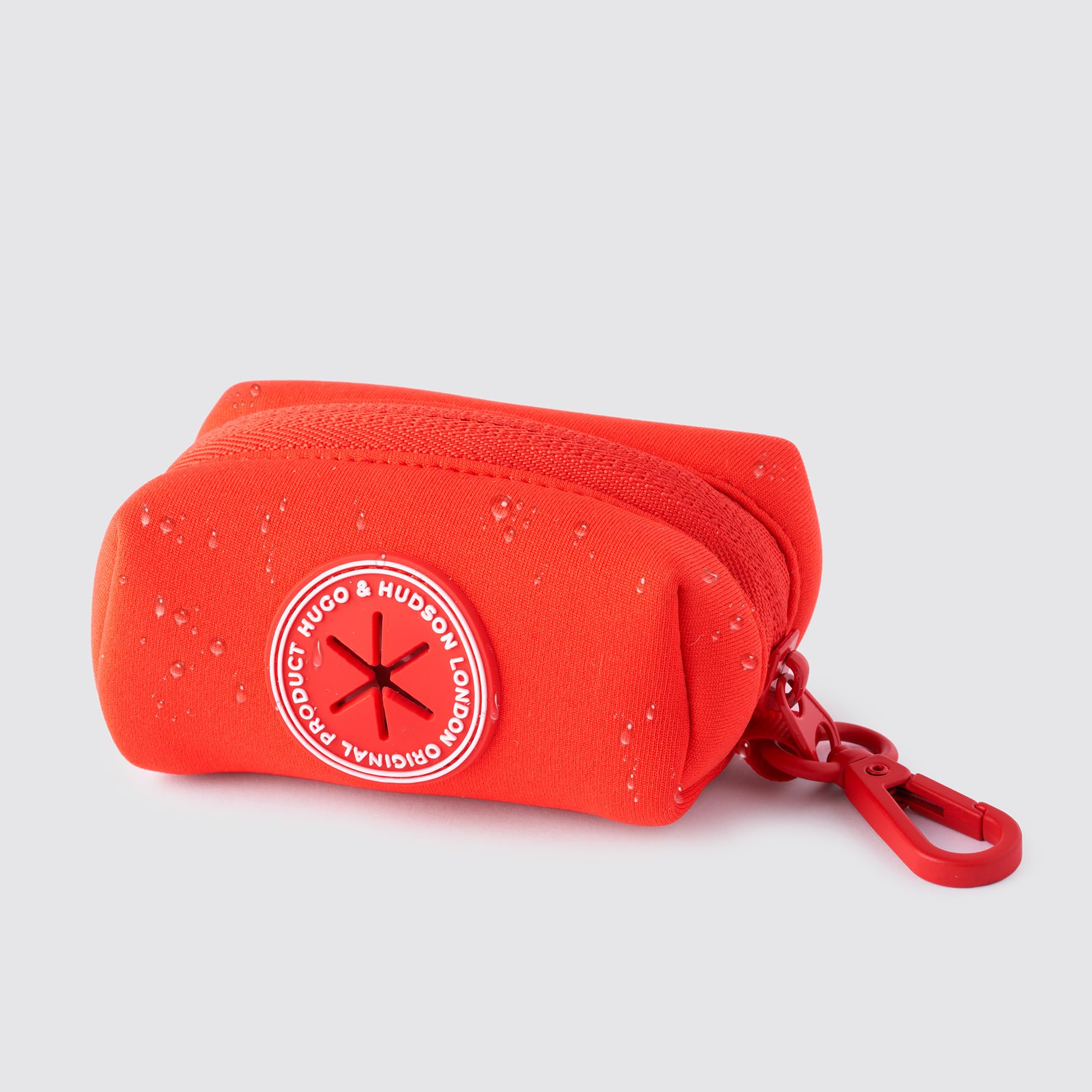 HUGO & HUDSON Dog Poop Waste Bag Dispenser, Poo Bag Holder with Carabiner Clip, Red - Image 4