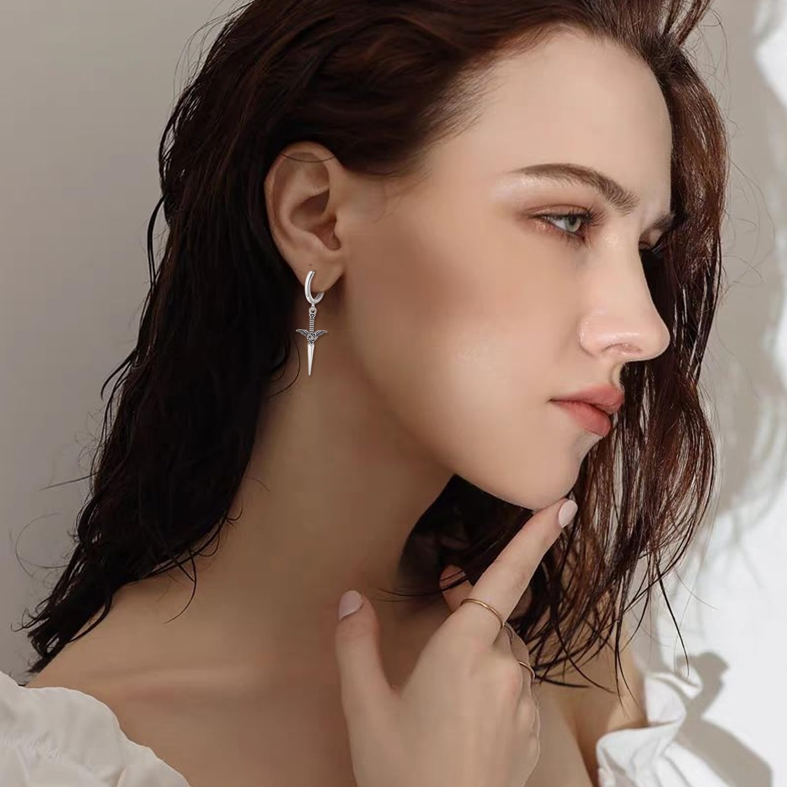 Orecchini pendenti a forma di spada, in argento Sterling 925, gioielli vichinghi, regalo per donne e uomini