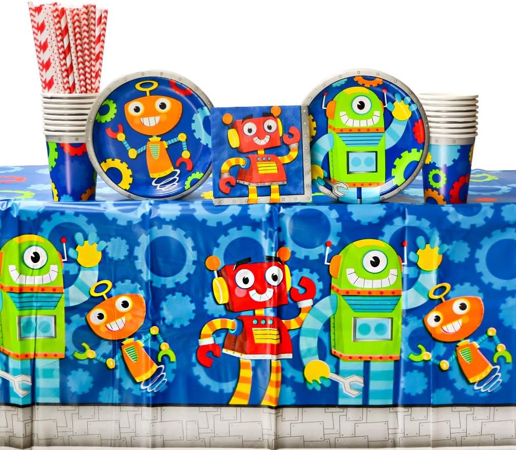 Party Robots Birthday Party Supplies Pack for 16 Guests
