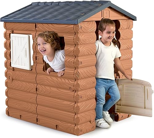 Miniatura 6 de FEBER - Camping Cottage, Playhouse, una casa de juguetes inspirada en la naturaleza y la apariencia de madera, con ventanas y puertas con bisagras,