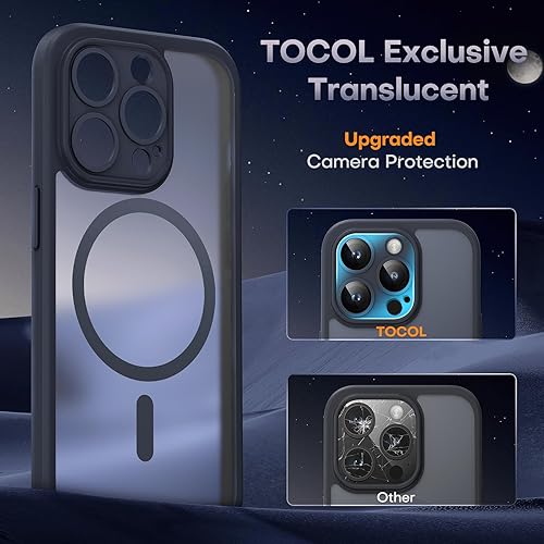 Miniatura 5 de TOCOL Funda magnética para iPhone 15 Pro, protección completa mejorada de la cámara, compatible con Magsafe, protección contra caídas, funda