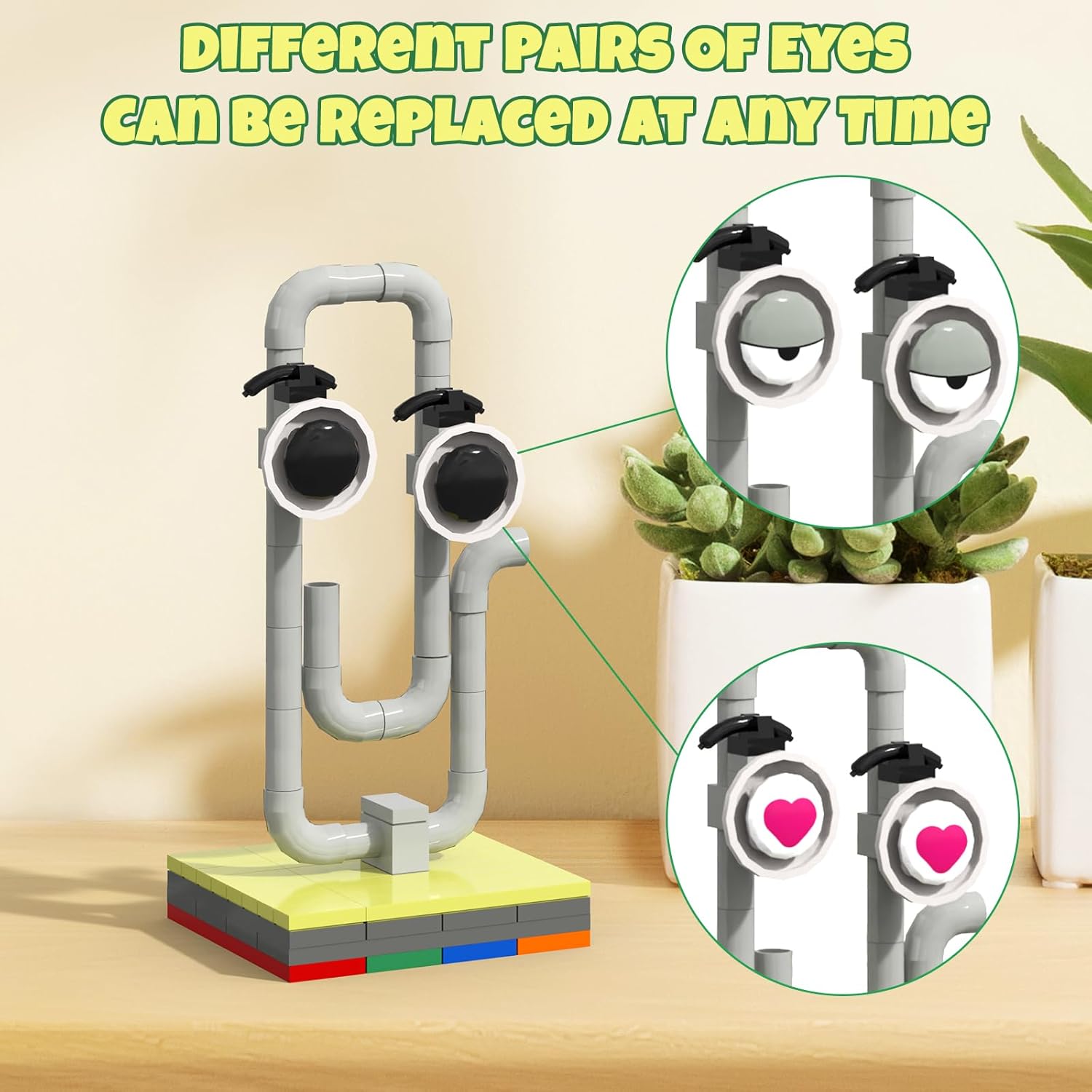aphpaio Clippy Office Assistant Building Blocks Compatible with Cute Vintage Office Clippy Model Toy Building Set, Funny Birthday White Elephant Gifts for Adults Boys Kids