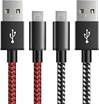 PS4 Controller Charging Cable 2 Pack, 10FT Micro USB Cable for PS4, PS4 Slim, PS4 Pro DualShock 4 Controller, Nylon Braided Charger Cord, Compatible with Micro USB Devices, Black Blue