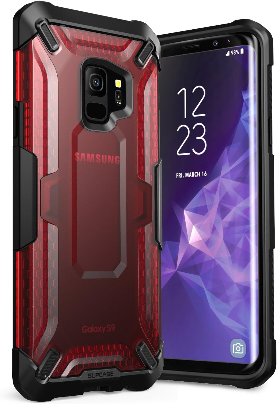Galaxy S9 Case, SUPCASE Unicorn Beetle Series Premium Hybrid Protective Clear Case for Samsung Galaxy S9 2018 Release, Retail Package (Frost/Red)