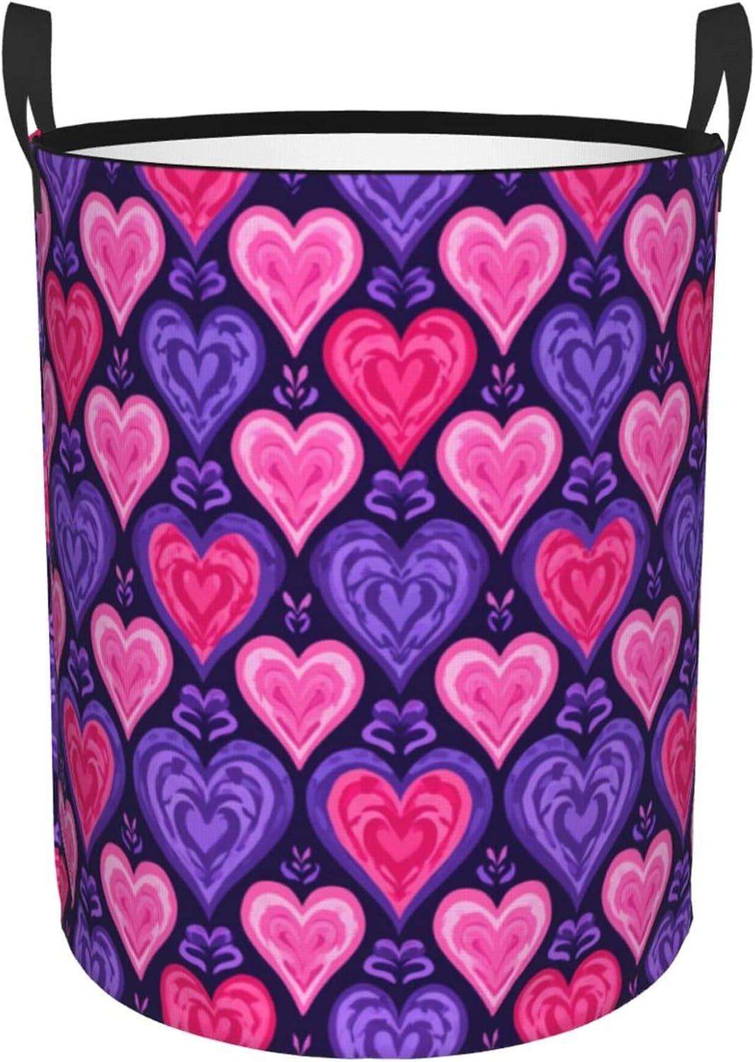 Vibrant love heart art portable laundry hamper 13.8x16.5 inch, 38L