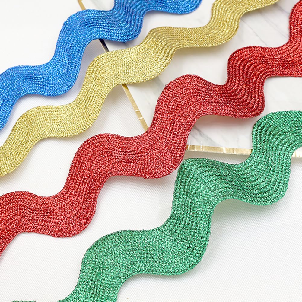 CABODYALS 9.14M 1.57 Inch/ 40mm Green Rick Rack Wave Bending Fringe Trim RIC Rac Ribbon Bulk Glitter Metallic Christmas Lace Edging Trim for Sewing Making Craft Gift Wrapping Wedding Decor Supply - Image 4