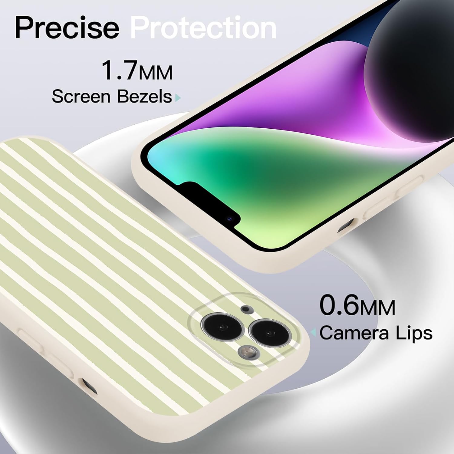 Magnetic Phone Case for iPhone 14 Case 6.1", Pattern Green Striped Fashion Aesthetic Cover for Girl Women, Compatible with MagSafe, Soft Silicone Protective Stripe Design Funda for iPhone14 image 5