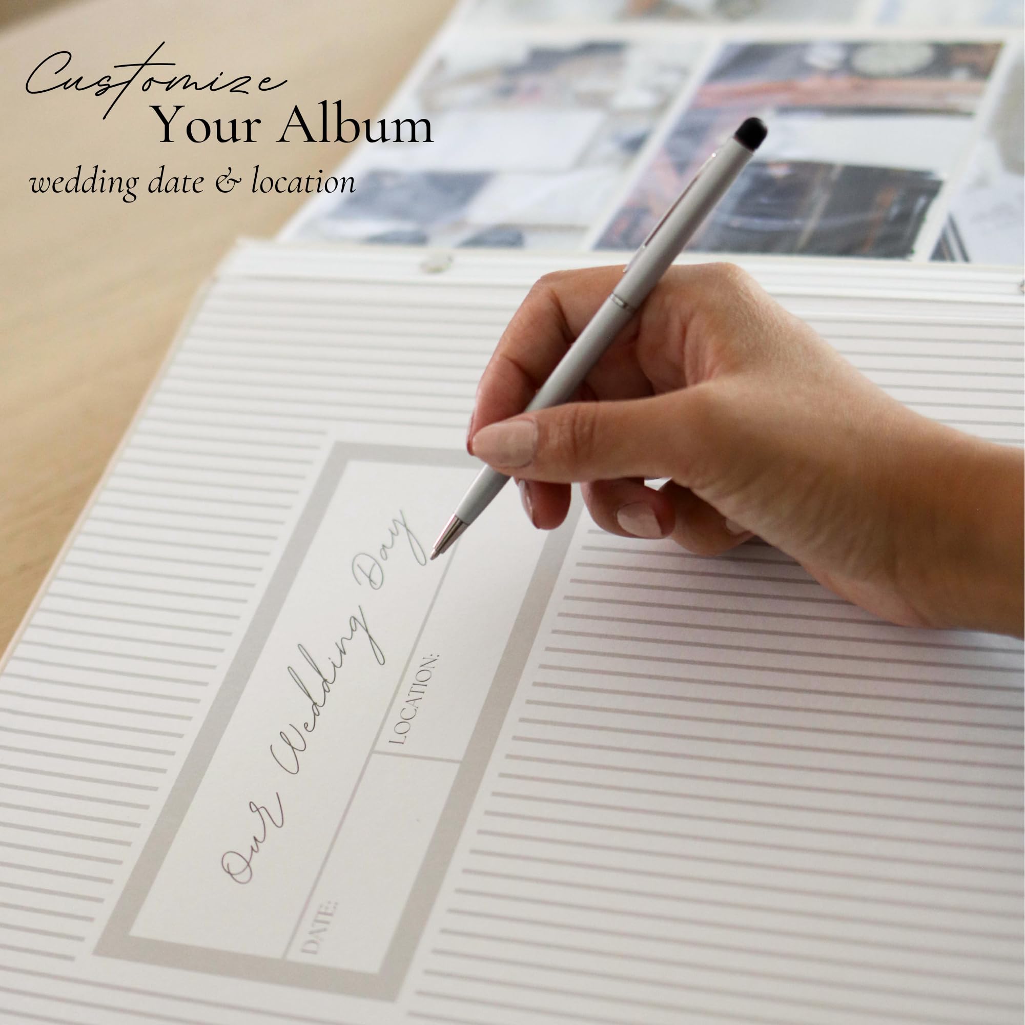 Album photo de mariage avec inscription « Personalzied 2025 Year » – Scrapbook pour photos de jour de mariage