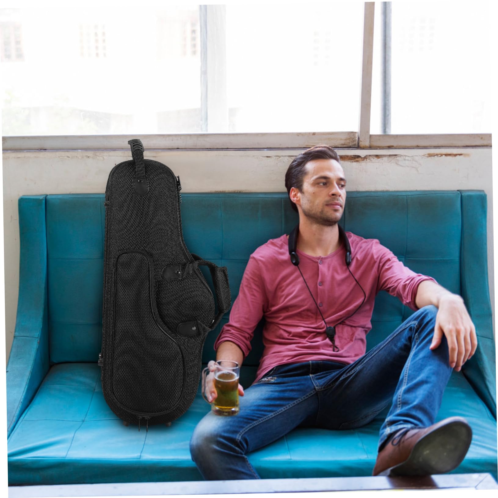 Borsa per Sassofono Contralto Leggera Portatile Nero | Oxford Cloth, Ampia Capienza, Cinghie Rimovibili e Regolabili, Uso in Studi Musicali e Scuole