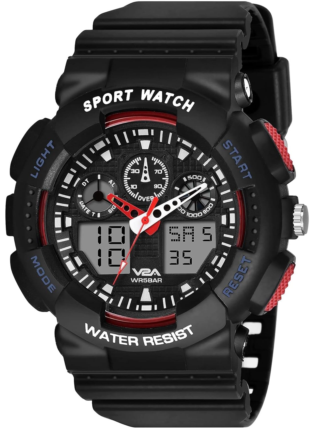 V2A Resin Punk Analog Digital 5Atm Waterproof Yellow Sports Watch For Men And Boys (Black Dial-Red), Yellow Band (B09H39V7LB) Amazon Price History, Amazon Price Tracker