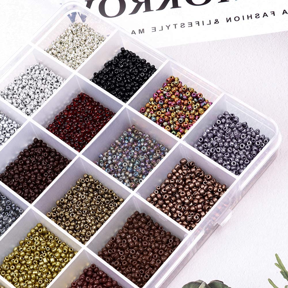 Prettme 16800 Pieces 2 mm Beads for Threading 12/0 Seed Beads for Bracelets Bracelets Making Yourself - Image 3
