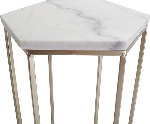 Miniatura 3 de Rutledge & King Juego de mesa auxiliar hexagonal, mesas auxiliares con tapas de espejo, mesas decorativas geométricas anidables, mesas auxiliares de