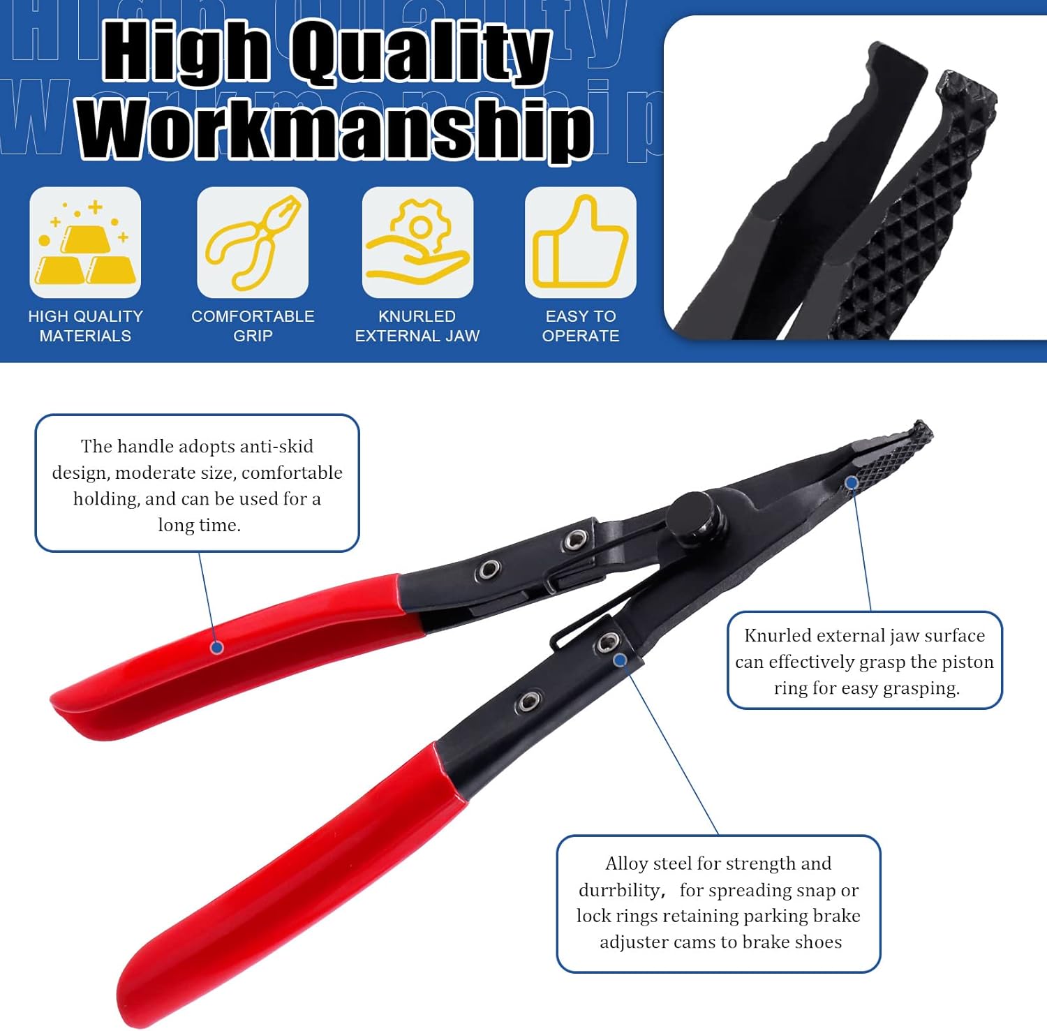 Glarks 10Pcs Snap Ring Pliers Set including 4Pcs 7 Inch Internal/External Circlip Pliers Snap Ring Pliers with 4Pcs Hooks and Pick Set and 9 Inch Lock Ring Horseshoe Washer Pliers with 1Pc Storage Bag