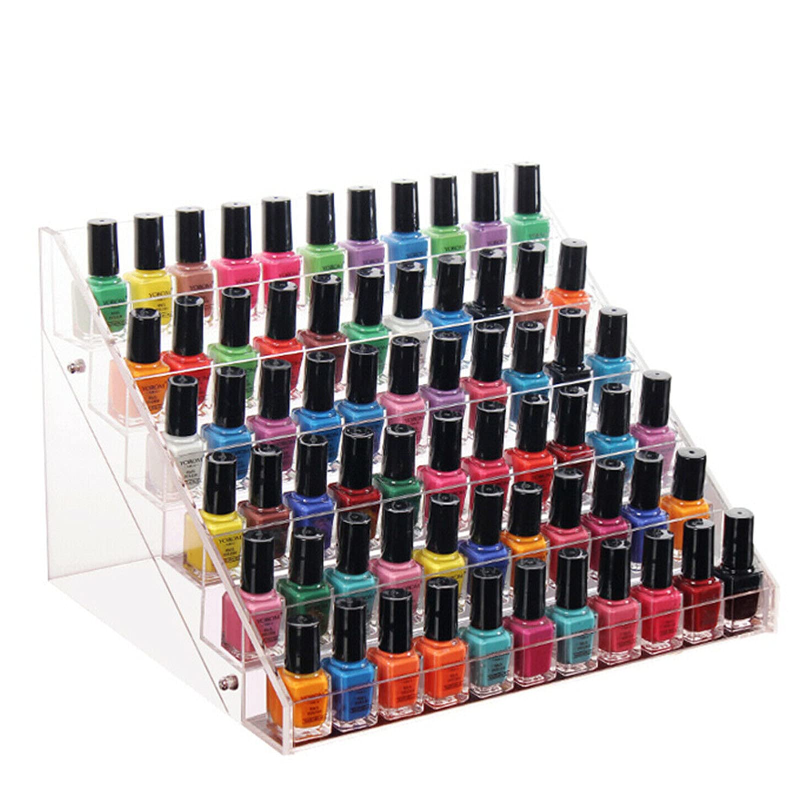 6 Tiers Nail Polish Stand 66 Bottle Capacity Acrylic Clear Nail Polish Display Essential Oil Stand Holder Makeup Organizer 12.1x9.76x7.28 Inches