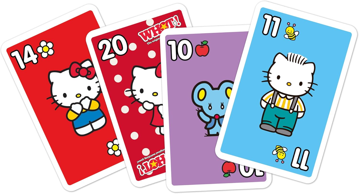 Waddingtons Hello Kitty WHOT! Take turns, assorted shapes, classic family game, travel game, great gift for kids 5 and up