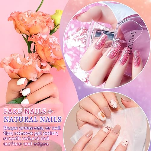 Miniatura 7 de 50 mini pulidores de uñas, grano 100180 a granel para uñas naturales y esmalte de gel, pulido de uñas, juego portátil de doble cara para pulir y