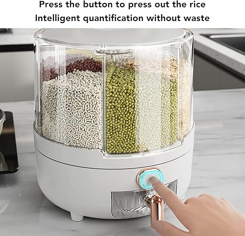 Miniatura 4 de Dispensador de cereales de gran capacidad, 6 compartimentos, fácil de usar, tapa extraíble, caja de almacenamiento de cereales para frijoles (tamaño