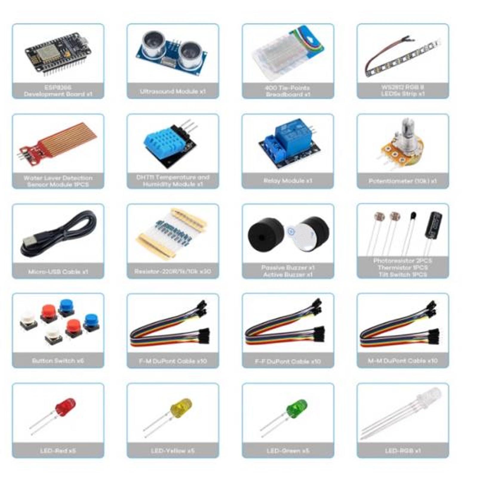 ESP8266 Starter Kit Entwicklungsboard LED Dioden WiFi IoT Lernkit für -Hausautomation mit Verschiedenen Modulen Einfaches Lernen