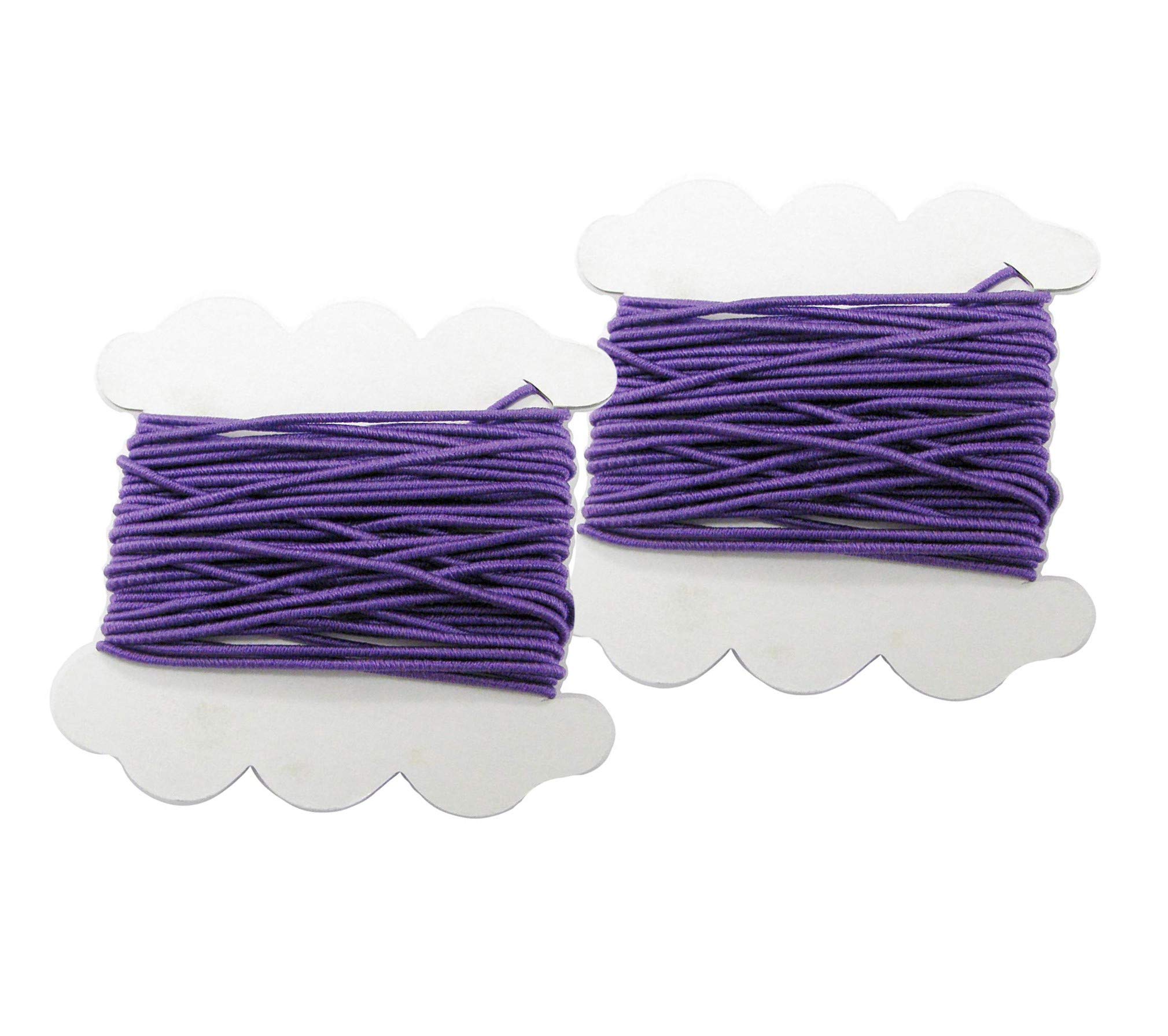 LinpengElastic Cord For Beading - Jewelry Making - Scrapbook Making - Gift Wrapping - Violet Purple -1.5 mm x 5 yds per card - 2 cards per pack