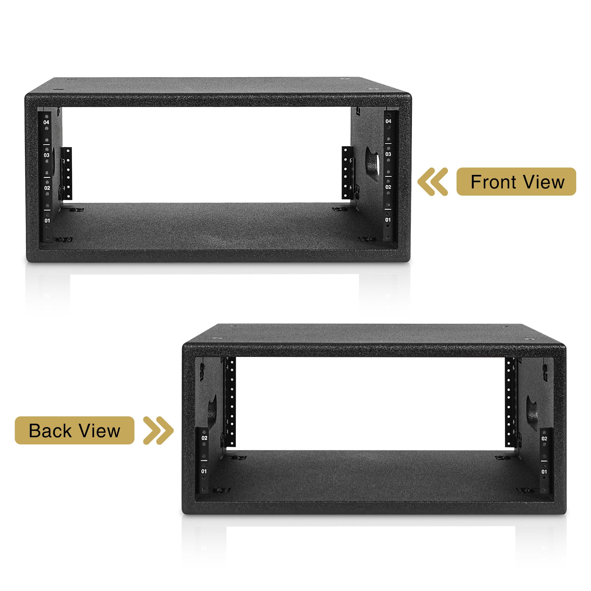 Sound Town 4U Studio Rack with 4-Space, Baltic Birch Plywood with Polyurea Coating, for Recording Room, Home Studio (SDRK-4PU)
