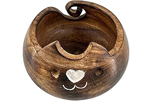 Wooden Yarn Bowl for Crocheting with Cats