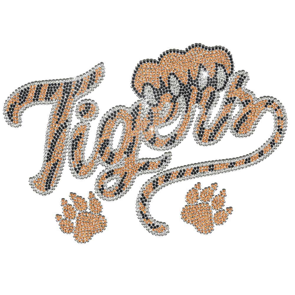 Patch thermocollant tigre avec strass pour réparation durable de vêtement et pantalon