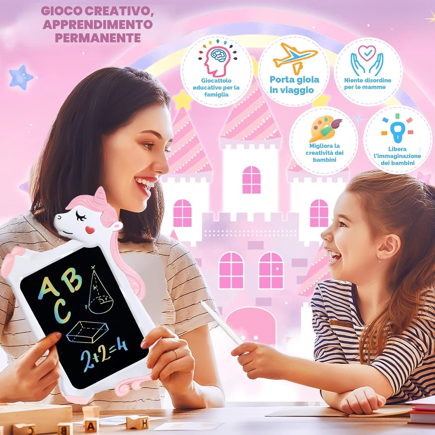Unicorno Bambina Regalo Tavoletta Grafica - LCD Lavagna per Bambini 10 Pollice, Idee Regalo Bambina Giochi Bambini 3 4 5 6 7 + Anno Lavagnetta Tablet per Disegnare Gioco Giocattoli Idee Regali Natale