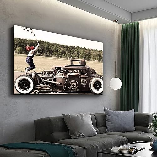 Miniatura 5 de Póster de carreras de Hot Rod Drag Racing, lienzo decorativo para pared, para sala de estar, dormitorio, decoración del hogar, impresiones de 20 x