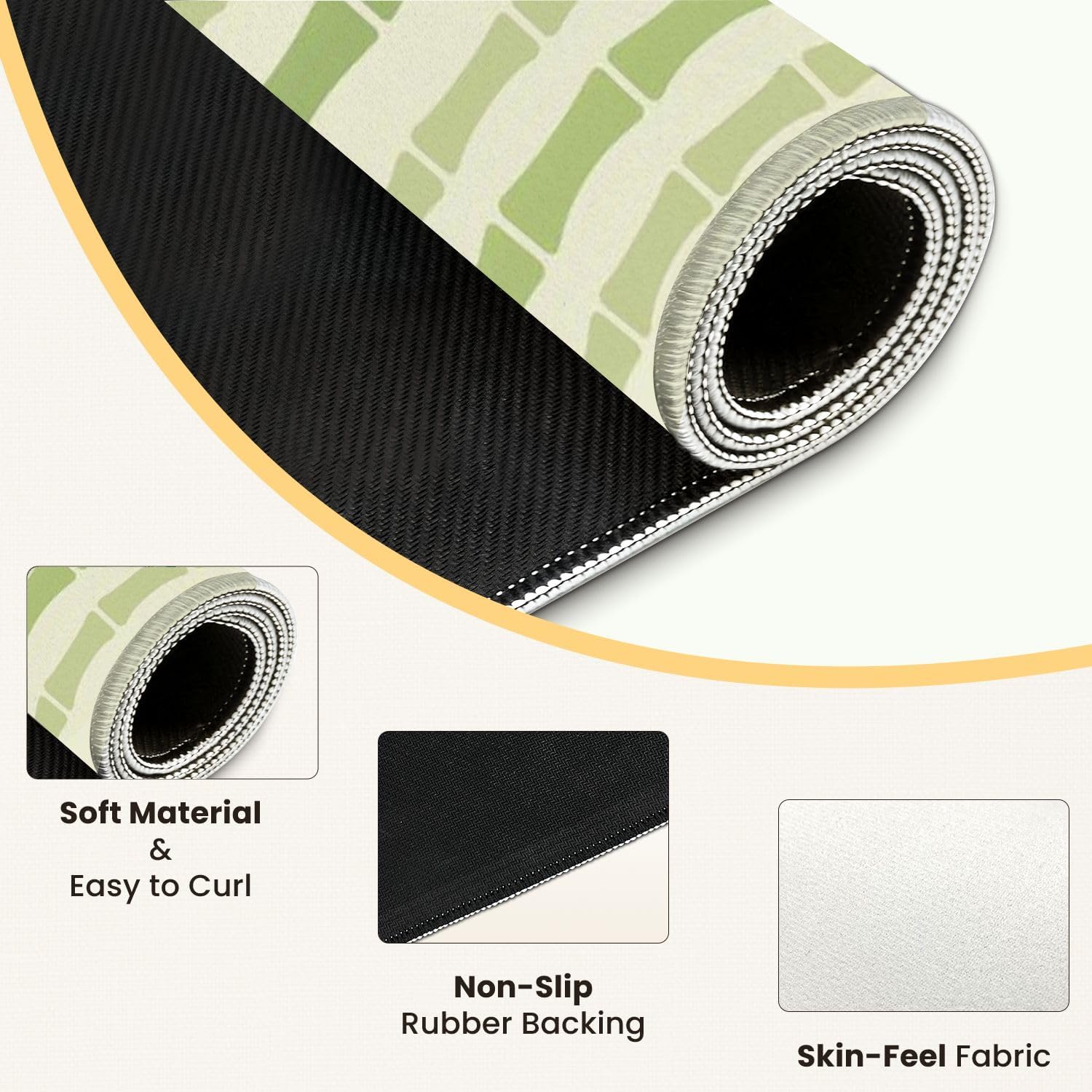 Mahjong Mat for Table Green Bamboo Inspired Seamless Vertical Stripes 31.5" x 31.5" Non-Slip Noise-Reducing Game Mat Premium Mahjong Accessories for Poker Dominoes Board Games