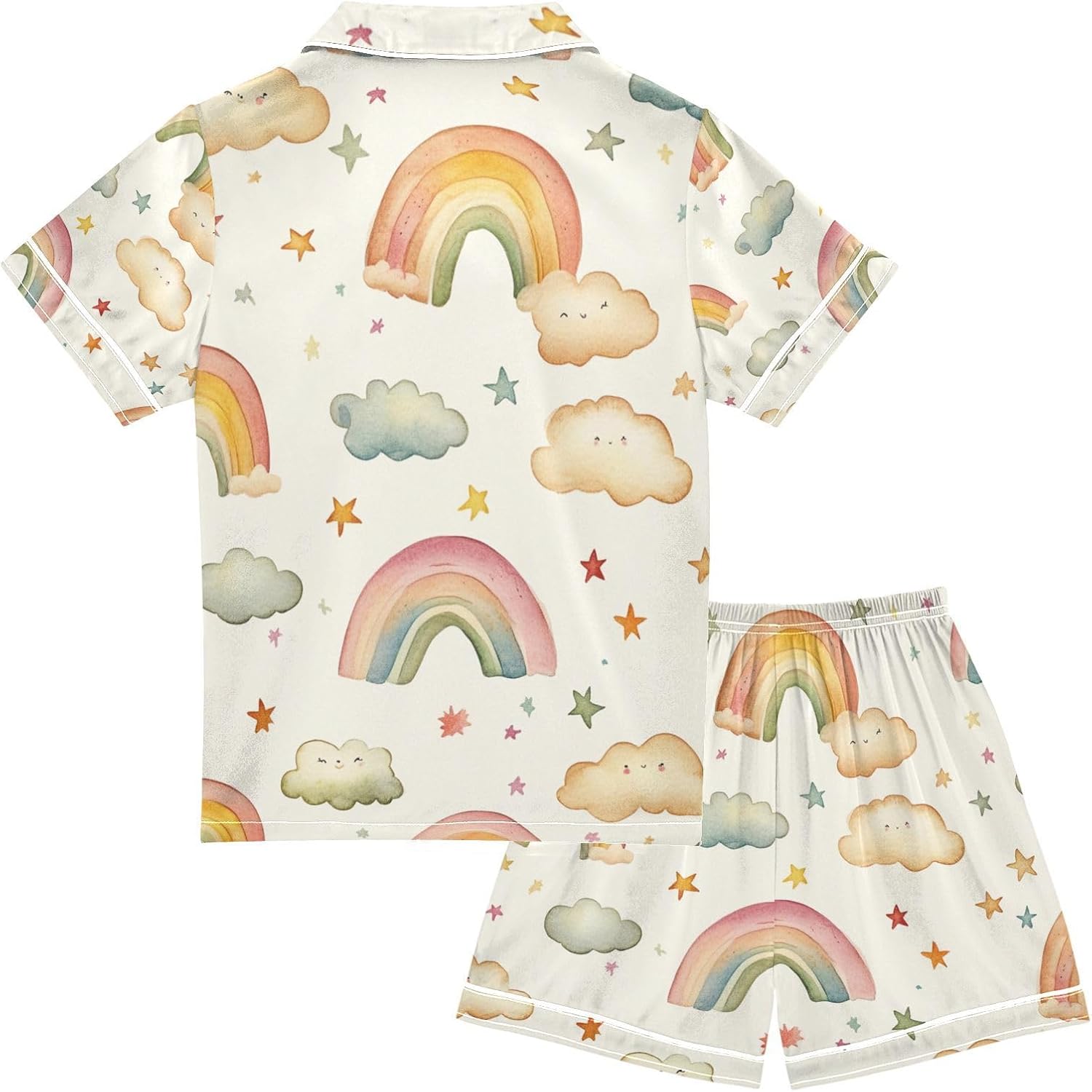 Silk Pajamas Sets Soft Satin 2 Piece Pjs Set Short Sleeve Sleepwear Nightwear